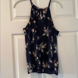 Sienna Sky Navy Floral Keyhole front and Back Top